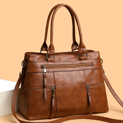 2025新款时尚百搭软皮大容量托特女单肩斜挎包高级感小众设计包包