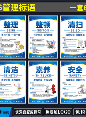 6S管理标识牌车间仓库5S/7S展板挂图8S会议室海报10S企业文化标语