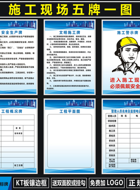 工程五牌一图施工现场标牌项目工地安全制度牌定制建筑八大员职责