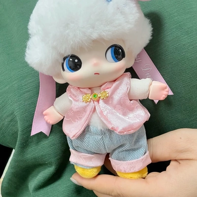 泡泡玛特毛绒挂件DIMOO搪胶公仔衣服国风唐装两件套布鲁托着替萌