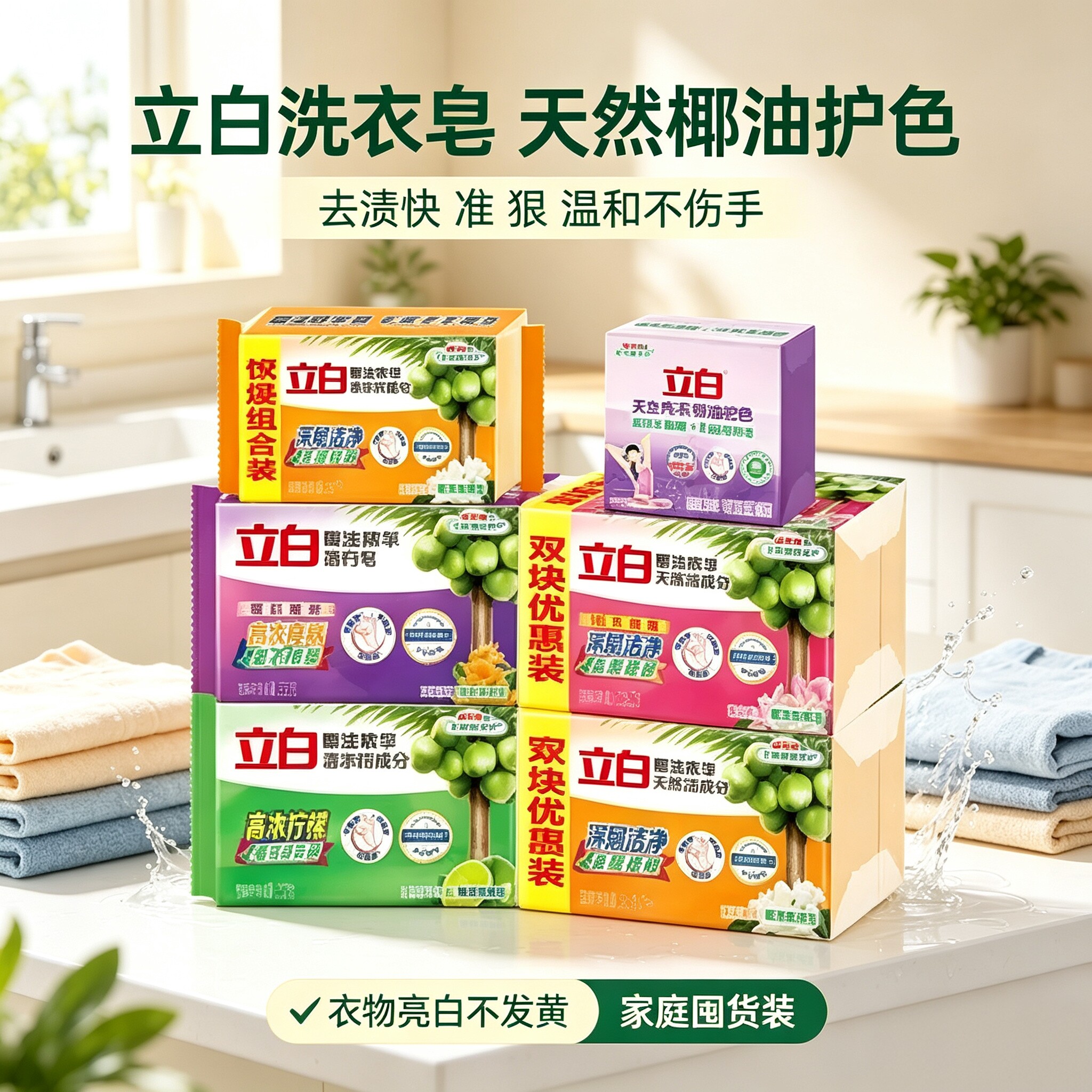 立白椰油精华洗衣皂增白护色内衣专用柠檬香去污家用肥皂