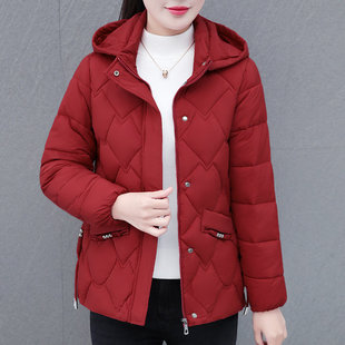 羽绒棉服女款冬季2025新款中老年妈妈洋气小棉袄连帽短款棉衣外套