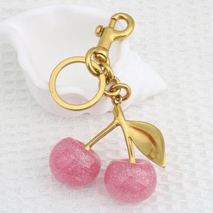 闪粉樱桃挂件轻奢适用于蔻驰包饰钥匙链车厘子钥匙扣仿水果挂件