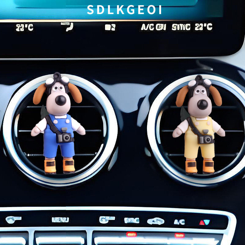 【】车载出风口夹香薰汽车香水卡通摆件装饰用品车内飞行狗