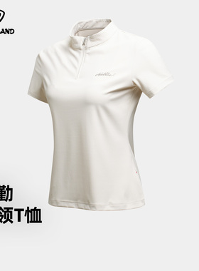 诺诗兰速干衣女春夏潮流高弹瘦抑菌半拉链立领短袖T恤NTSGT2372S