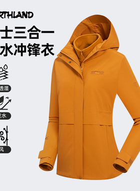 诺诗兰冲锋衣女秋冬新款防风防水透气加绒徒步登山外套NWJDT2399Z