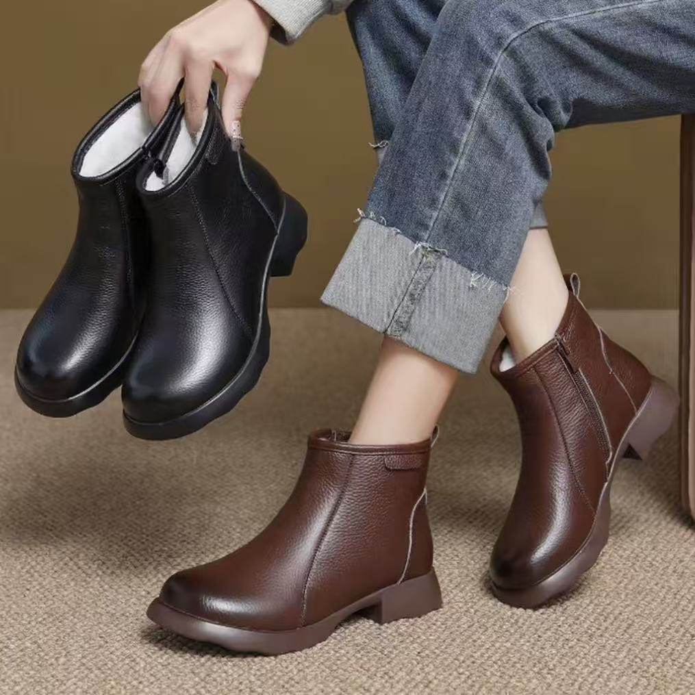 方跟冬休闲风圆头女靴保暖冬季平底加厚软底8968,女鞋,时装靴,淘宝优惠券,粉丝福利购,淘宝优惠卷