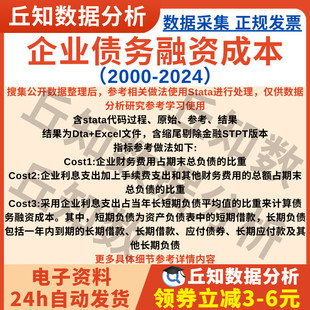 企业债务融资成本2024-2000含stata代码参考上市公司数据Excel表