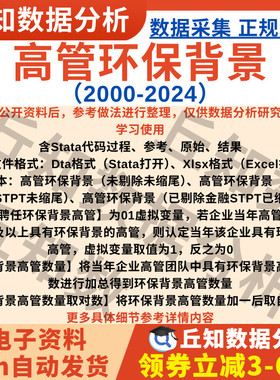 高管环保背景2024-2000年含Stata代码企业缩尾剔除上市公司数据表