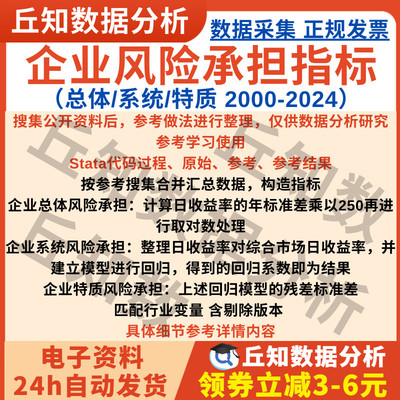 企业风险承担指标2024-2000总体/系统/特质Stata代码数据上市公司