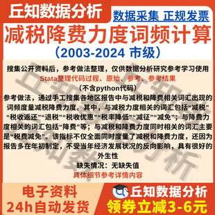 市级减税降费力度词频计算2024 数据 2003文本分析Stata与Excel版