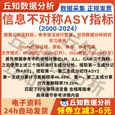 信息不对称水平ASY指数2024-2000年数据Stata代码上市公司主成分