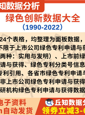绿色创新数据全面代查2022-1990可查询范围共计24个Excel上市公司