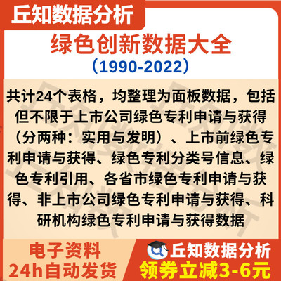 绿色创新数据全面代查2022-1990可查询范围共计24个Excel上市公司