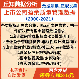 汇总表 Excel 2000 Dta格式 2021 上市公司盈余质量管理数据