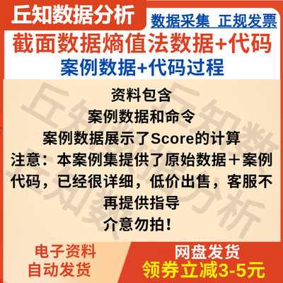 截面数据熵值法数据+代码，Stata代码，Do文档，实证分析命令代码