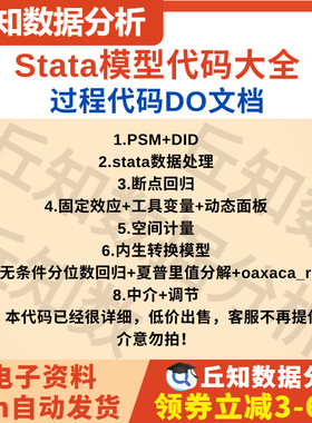 Stata模型代码大全PSMDID断点固定工具动态空间内生转中介调节等