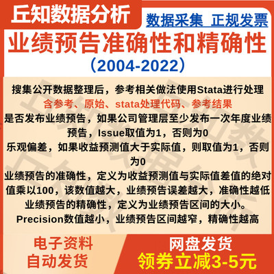 业绩预告准确性和精确性2022-2004含stata处理代码  上市公司数据