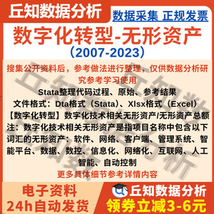 上市公司数字化转型程度2023-2007无形资产数字化数据含Stata代码
