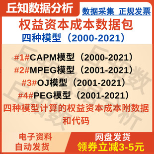 上市公司权益资本成本数据包 2021 2000 四个模型附代码