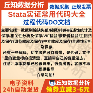 Stata常用实证代码大全，过程代码Do文档，Stata代码命令实证分析