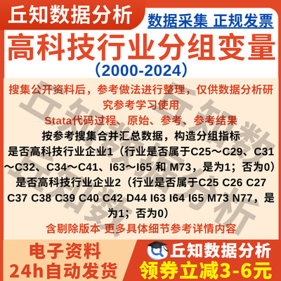 高科技行业分组变量2024-2000Stata代码过程DO上市公司异质性数据