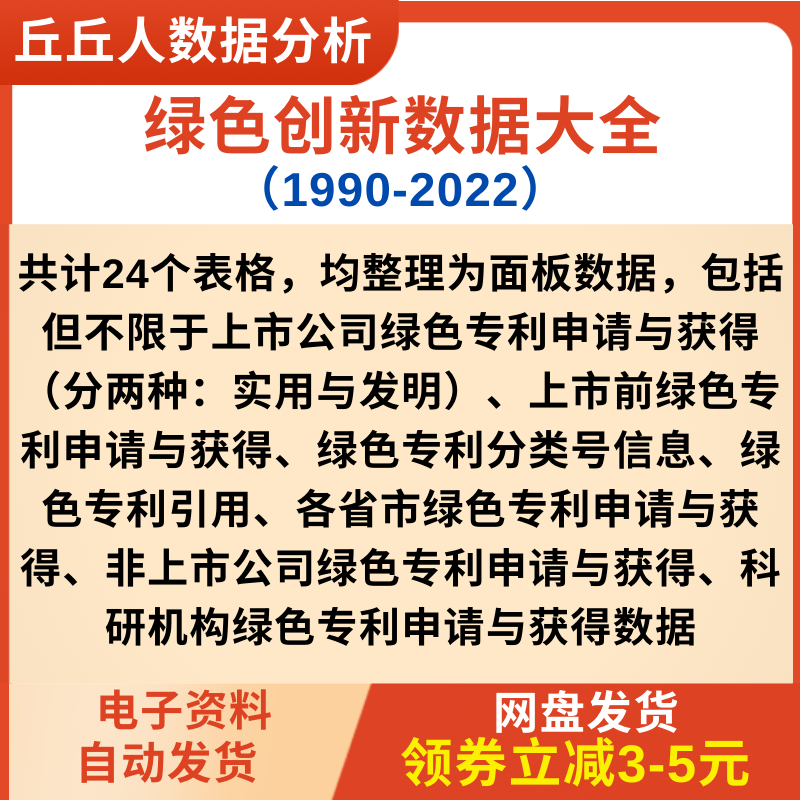 绿色创新数据大全2022-1990共计24个Excel，上市公司公开数据汇总