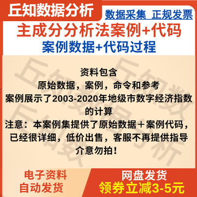 Stata主成分分析法代码案例，主成分分析得到综合指标Do文档+数据