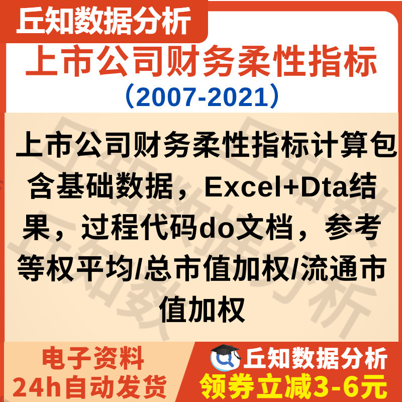 上市公司财务柔性数据（2007-2021），Excel+Dta结果，过程stata