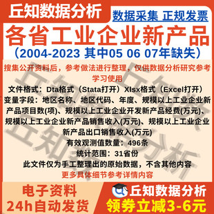各省规模以上工业企业新产品开发2023-2004项目数 经费及销售收入