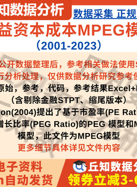 上市公司权益资本成本数据2023-2001MPEG模型含stata代码参考结果