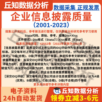 企业信息披露质量2023-2001上市公司数据含stata代码原始参考结果