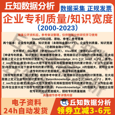企业专利质量/知识宽度2023-2000年含stata代码过程 上市公司数据