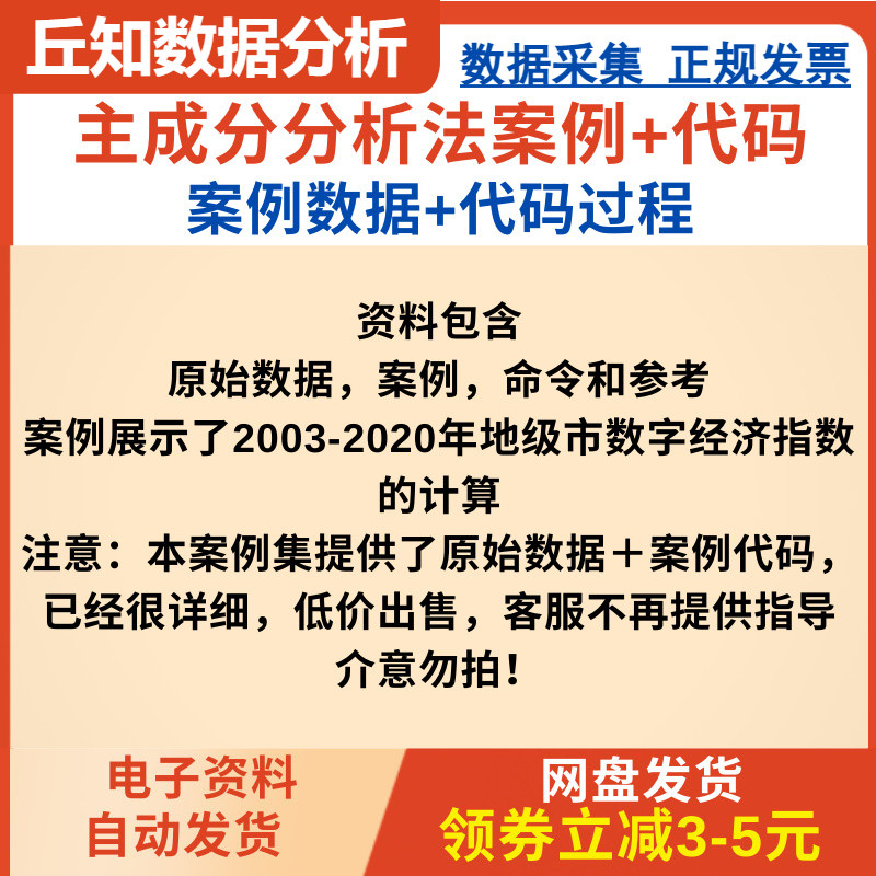 Stata主成分分析法代码案例，主成分分析得到综合指标Do文档+数据