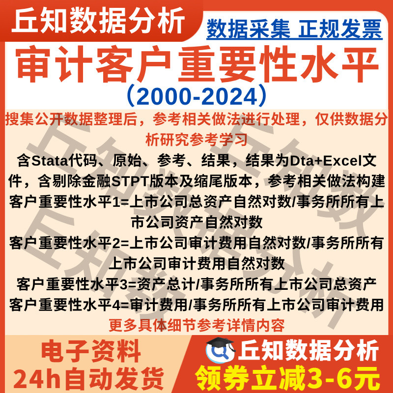 审计客户重要性水平2024-2000年Stata代码过程Excel上市公司数据