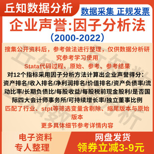 企业声誉:因子分析法2022-2000 Stata综合得分代码过程、含参考等