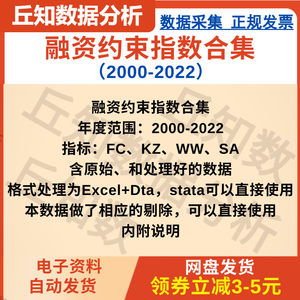 融资约束指数合集2022-2000 Excel＋Dta文件含原始说明含剔除版