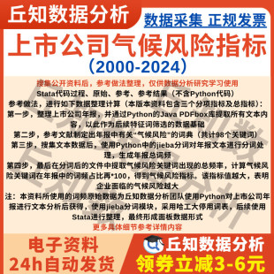 上市公司气候风险指数2024-2000含分项结果年报词频StataExcelDta