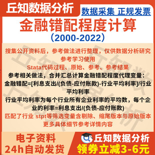金融错配程度计算Stata代码过程（2000-2022）企业利率与行业偏离