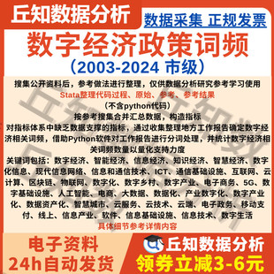 数字经济政策词频统计2024-2003市级文本分析数据Stata整理含说明