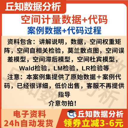 空间计量模型数据+代码stata模型莫兰杜宾Wald.LM.LR等命令Do文档