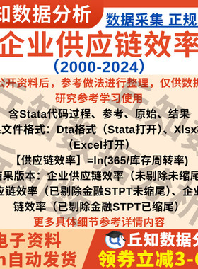 企业供应链效率2024-2000数据Stata代码Excel表上市公司 剔除缩尾