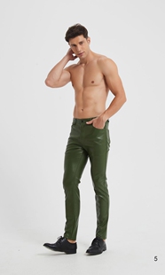 舞蹈彩色小脚修身 男机车韩版 男士 皮裤 2025春秋新款 大码 欧美皮裤