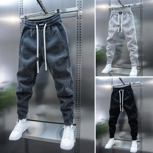 百搭宽松运动卫裤 潮流男士 弹力松紧腰加厚束脚裤 加绒休闲裤 新款