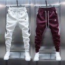 潮男士冬季加绒刺绣拼接束脚休闲裤百搭运动卫裤松紧腰宽松哈伦裤