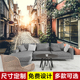 定制欧式 复古欧洲小镇街景壁纸西餐厅咖啡厅饭店空间延伸墙纸壁画