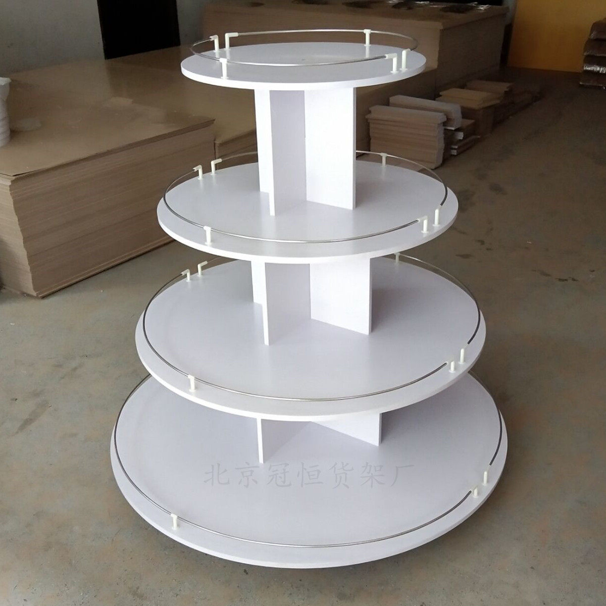 木质圆形中岛柜台红酒货架母婴玩具陈列柜化妆品展示柜鞋店堆头柜