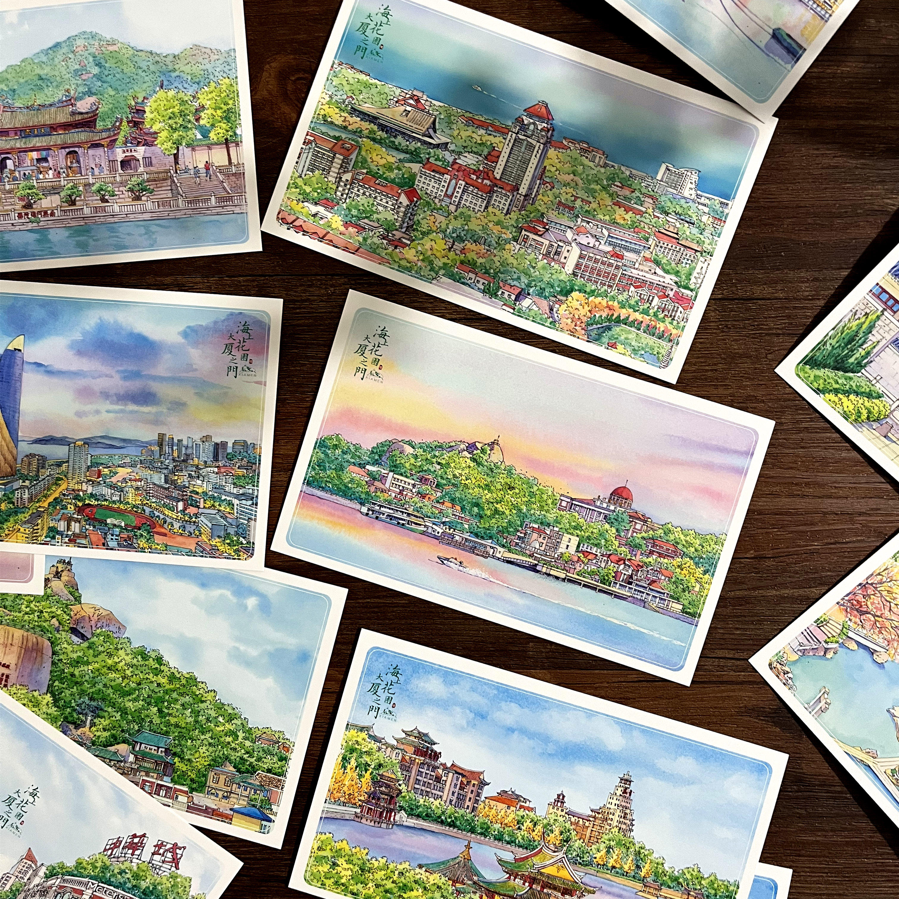 厦门手绘明信片原创鼓浪屿旅游纪念品文创小礼物留言城市风景卡片