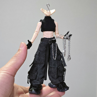 12分阿巳3.0北冥体修罗丸重工机能娃衣bjd素体裤子阔腿长裤工装裤