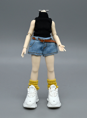 阿巳2.0娃衣12分bjd人偶素体ob11牛仔短裤妖精体紧身高领T恤衣服